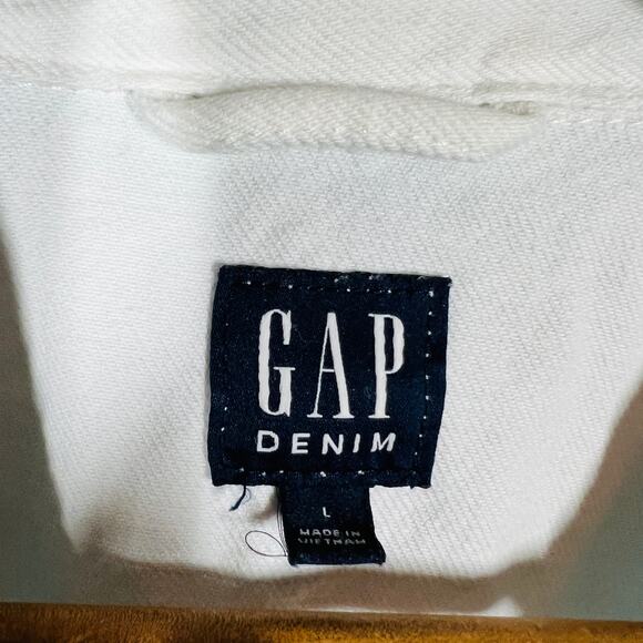 Gap Icon Jacket Optic White Acid Wash Denim Jean Button - L - Picture 4 of 4
